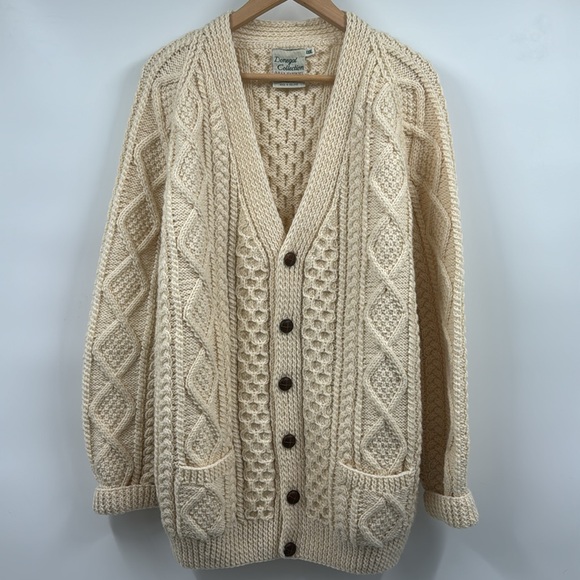 Donegal Collection Sweaters - Cream Cable Knit Cardigan